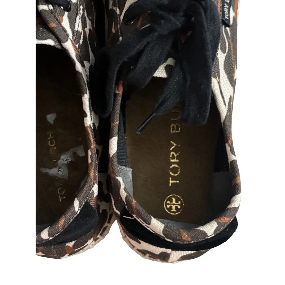 Tory Burch Leopard Print Canvas Espadrille Lace Up Sneakers‎ 6.5M 89369